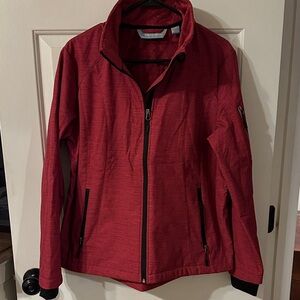 Free Country jacket with faux fur lining with zipper pockets, size large.